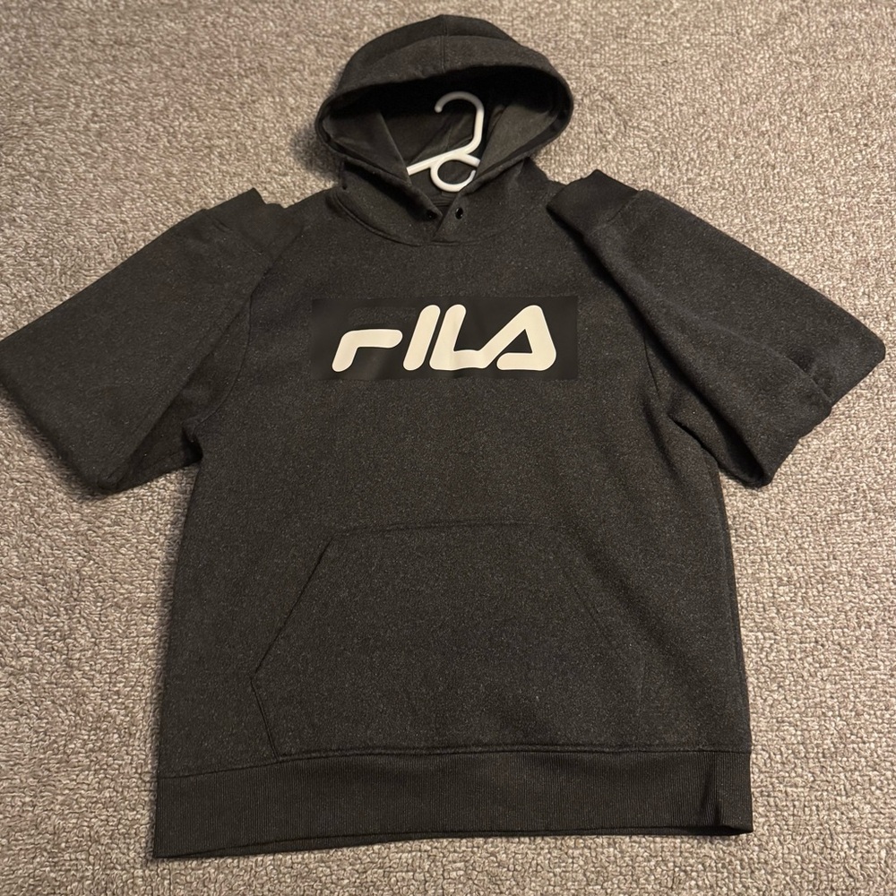 Mens Black Pullover Fila Hoodie Size Large